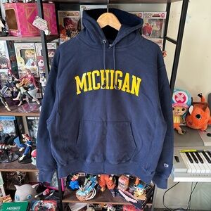 Champion Reverse Weave Michigan Hoodie Men’s XL Navy Blue